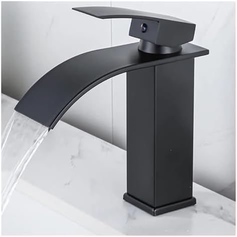 Elegant Black Waterfall Bathroom Faucet - High Arc Brushed Gold Mixer Tap, Easy Installation, Stylish Grey Vanity Sink Waterfall Faucet for Modern Bathrooms