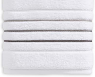 Bath Towels Set for Bathroom – Luxury 6-Piece Cotton Towels, Soft Absorbent & Quick Dry, 600 GSM Bath Towels for Bathroom, Hotel Spa Quality (White/Charcoal, 6- Bath Towel Set)