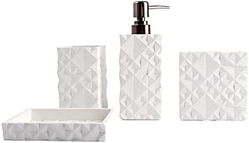 Hymmah Bathroom Accessories Set,Toothbrush Holder,Farmhouse Bathroom Decor,4 Pcs Resin Gift Set Apartment Necessities, Contain Toothbrush Cup,Soap Dispenser,Soap Dish,Tumbler