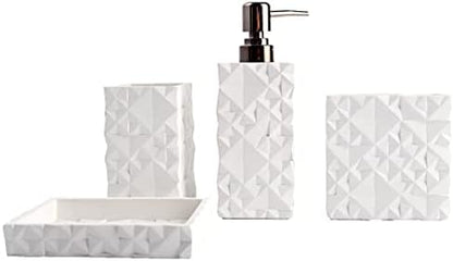 Hymmah Bathroom Accessories Set,Toothbrush Holder,Farmhouse Bathroom Decor,4 Pcs Resin Gift Set Apartment Necessities, Contain Toothbrush Cup,Soap Dispenser,Soap Dish,Tumbler