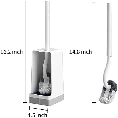 Marbarsse Bathroom Toilet Bowl Brush and Holder, Curved Design Dismount Toilet Brush for Deep Cleaning Under Rim, Best Toilet Brush Set, CompactToilet BowlCleaner Brush for Bathroom, 1 Pack
