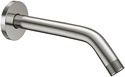 Cobbe Shower Arm with Flange and Teflon Tape, 10-Inches Wall Mounted Shower Pipe Arm 304 Stainless Steel Extension for Fixed Shower Head, Brushed Nickel