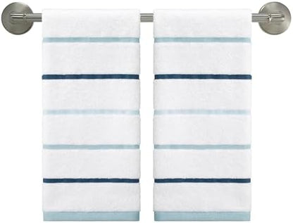 IZOD – Hand Towels, Plush Ringspun Cotton Blend with Striped Design and Dark Hem Finish, Set of 2 (Sandbar Blue)