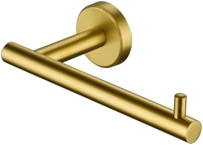 JQK Gold Toilet Paper Holder, 5 Inch Tissue Paper Dispenser, 304 Stainless Steel Thick 0.8mm Wall Mount, Brushed Brass, TPH100-BG