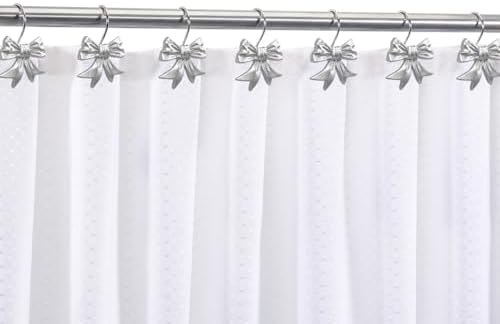 CHICTIE Decorative Shower Curtain Hooks, Bow Knot Shower Curtain Rings Hooks for Bathroom Baby Kids Room Rustproof Shower Hooks (Silver)