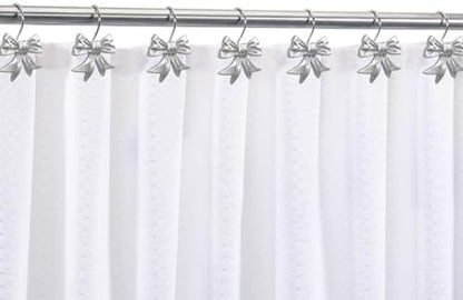 CHICTIE Decorative Shower Curtain Hooks, Bow Knot Shower Curtain Rings Hooks for Bathroom Baby Kids Room Rustproof Shower Hooks (Silver)