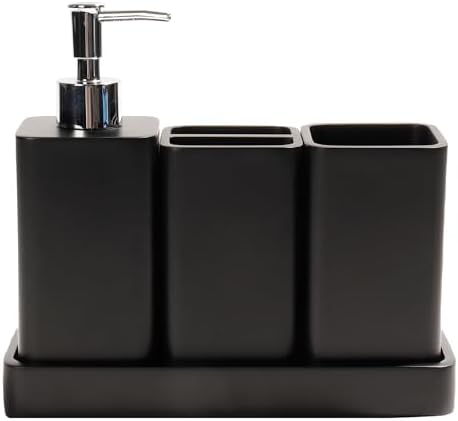 YMXYJM Bathroom Accessories Set, 4 Piece Toothbrush Holder Set - Black