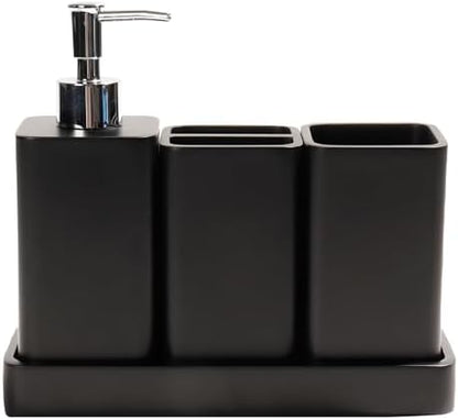 YMXYJM Bathroom Accessories Set, 4 Piece Toothbrush Holder Set - Black
