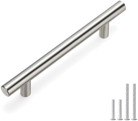 homdiy Brushed Nickel Cabinet Pulls Cabinet Handles, 4in(102mm) Center to Center Dresser Drawer Handles Silver Drawer Pulls for Kitchen, Bedroom, Bathroom, Wardrobe Hardware