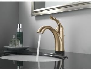 Delta Faucet Lahara Single Hole Bathroom Faucet with Touchless Technology, Gold Bathroom Sink Faucet, Single Handle Bathroom Faucet, Push Pop-Up Drain, Champagne Bronze 538T-CZ-DST