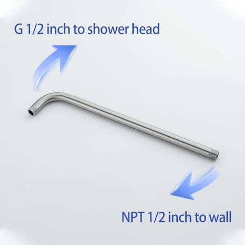 Stainless Steel Shower Head Extension Arm Wall Mounted Rainfall Shower Tube Bathroom Hardwares Accessories 16 Inch Brushed Nickel,SW-RD91018-16BN.