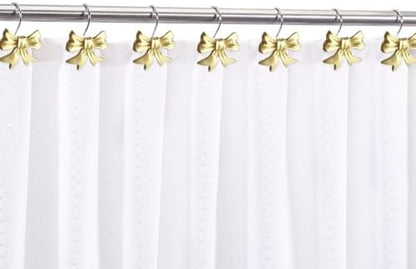 CHICTIE Decorative Shower Curtain Hooks, Bow Knot Shower Curtain Rings Hooks for Bathroom Baby Kids Room Rustproof Shower Hooks (Gold)