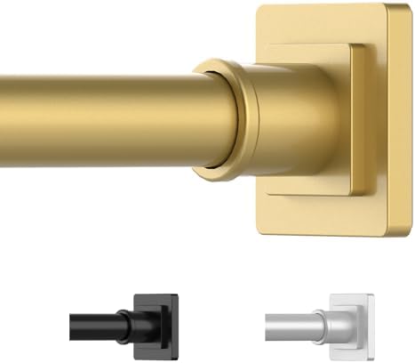 UIOSANRT Gold Shower Curtain Rod 31-79 Inches Non-Slip Shower Rod Tension Mounted No Drill Shower Curtain Rods Spring Tension Rod Adjustable Tension Curtain Rod for Windows Bathroom