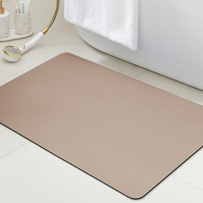 ACCUMTEK Non Slip Bath Mat, Thin Bathroom Rugs Fit Under Door, Quick Dry Bath Mats, Machine Washable Bath Rugs for Bathroom, Bathtub & Kitchen, Bathtub & Kitchen, Taupe/Solid/24 x17