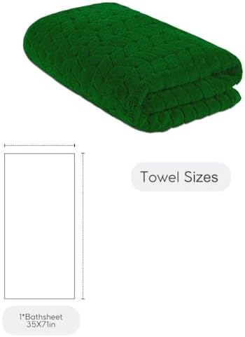 BAGNO MILANO Turkish Cotton Bath Towels, Hand Towels - Soft Plush Jacquard Collection Luxury Towels Set (Royal Green, Bath Sheet 35x70)