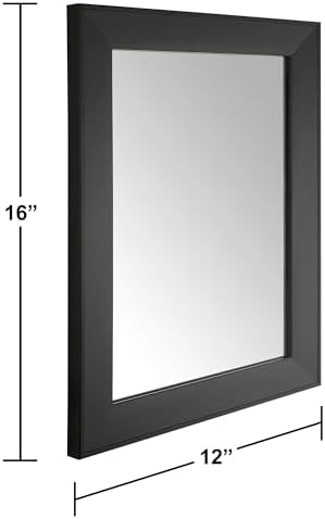 Ruomeng Rectangular Wall Mirror 12" x 16" Framed Mirror for Bathroom Black
