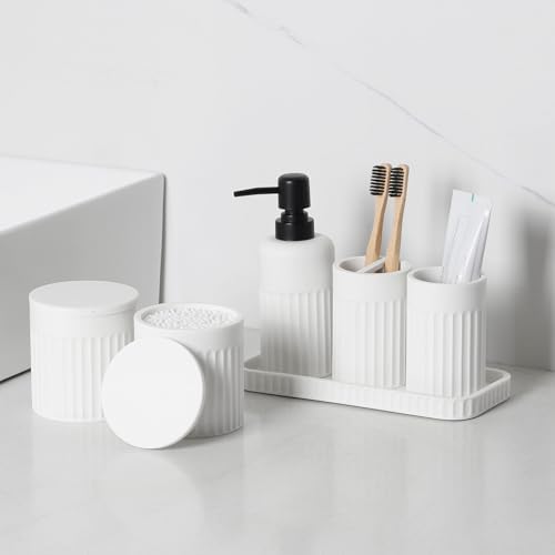 INIUNIK Bathroom Accessory Set, 6 Pieces, White