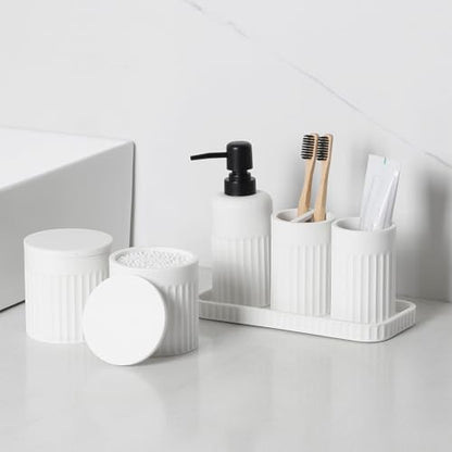 INIUNIK Bathroom Accessory Set, 6 Pieces, White