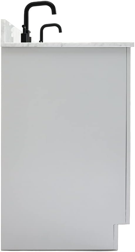 ARIEL Hepburn 72-inch Bathroom Vanity with Sink,Solid Wood, 0.75-inch Italian Carrara Marble Countertop, Double Rectangular Porcelain Sink, 4 Soft Closing Doors, 6 Dovetail Drawers, Grey
