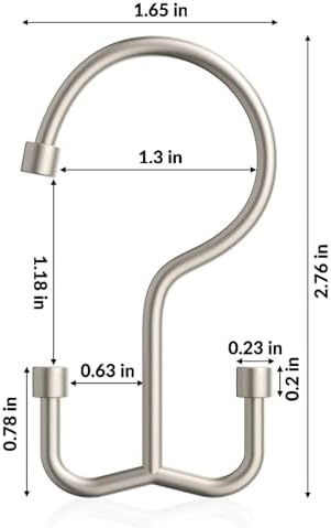 Goowin Shower Curtain Hooks, Shower Curtain Rings, Metal Shower Curtain Hangers Rust Proof, Double Glide Shower Rings for Curtain, Shower Hooks for Shower Curtain, Matte Nickel, 24 Pack-Cylinders