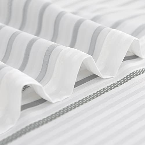 jinchan Small Stall Shower Curtain 48x72 inches Grey and White Modern Farmhouse Striped Waterproof Fabric Shower Curtains for Bathroom with 7 Hooks Machine Washable