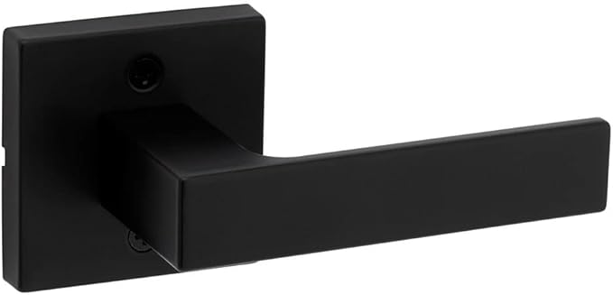 Kwikset Singapore Interior Passage Door Handle, Lever for Closet and Hallway Doors, Reversible Non-Locking Handle Lever, Matte Black, with Microban Protection (Pack of 4)