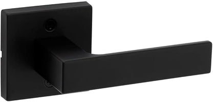 Kwikset Singapore Interior Passage Door Handle, Lever for Closet and Hallway Doors, Reversible Non-Locking Handle Lever, Matte Black, with Microban Protection (Pack of 4)