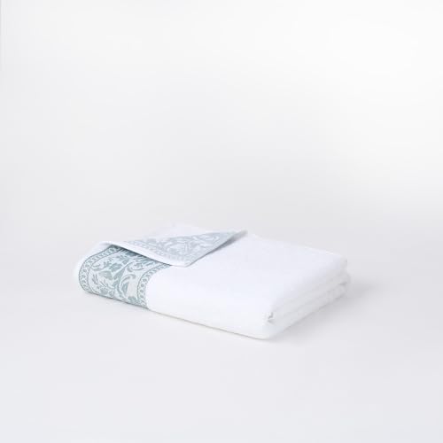 Modern Threads Allie 6-Piece 100% Cotton Towel Set – Jacquard Floral Border – Includes 2 Bath Towels, 2 Hand Towels, 2 Washcloths – Absorbent, Quick Dry, Soft & Durable – Seafoam