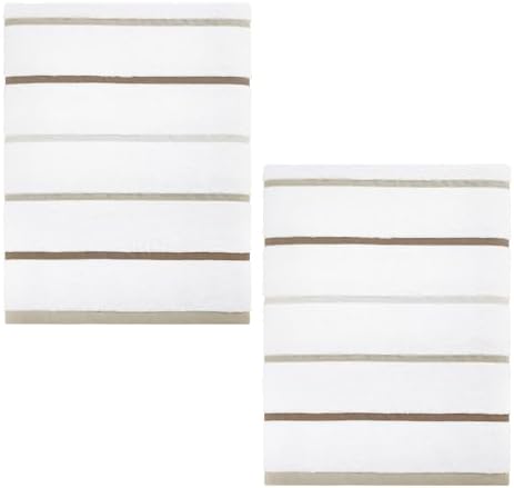 IZOD – Bath Towels, Plush Ringspun Cotton Blend with Striped Design and Dark Hem Finish, Set of 2 (Sandbar Linen)