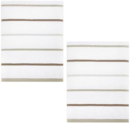 IZOD – Bath Towels, Plush Ringspun Cotton Blend with Striped Design and Dark Hem Finish, Set of 2 (Sandbar Linen)