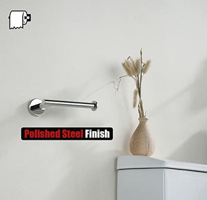 JQK Chrome Toilet Paper Holder, 5 Inch 304 Stainless Steel Thick 8mm Tissue Paper Dispenser for Bathroom, Hold Mega Rolls, Polished Chrome Wall Mount, 2 Pack, TPH120-CH-P2