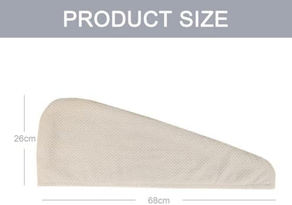 MaopaoBeauty 2 Pack Large Microfiber Hair Towel Wrap, Quick Dry Hair Towels for Women Long, Curly, Thick Hair, Super Absorbent Hair Turban for Wet Hair, Khaki