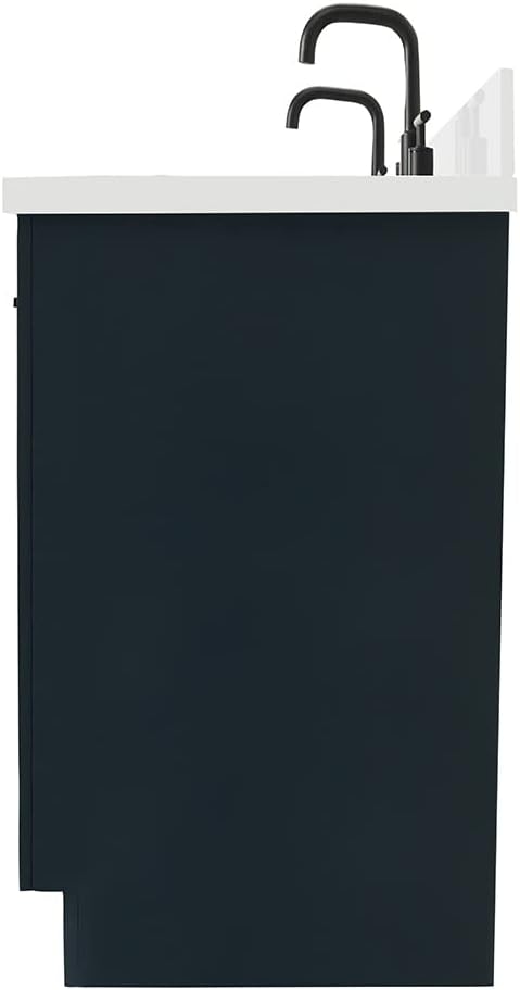 ARIEL Hepburn 60-inch Bathroom Vanity with Sink,Solid Wood, 1.5-inch Pure White Quartz Countertop & Backsplash, Double Oval Porcelain Sink, 4 Soft Closing Doors, 6 Dovetail Drawers, Midnight Blue