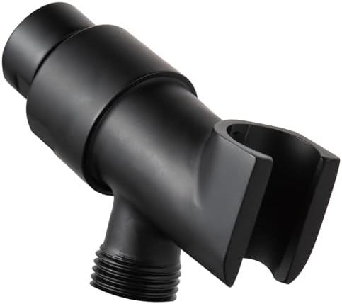 OFFO Shower Head Holder with Solid Metal Ball for Handheld Shower Head, Adjustable Shower Arm Mount for Connecting Shower Arm and Shower Hose, 1/2 in IPS Female Inlet and Male Outlet, Matte Black