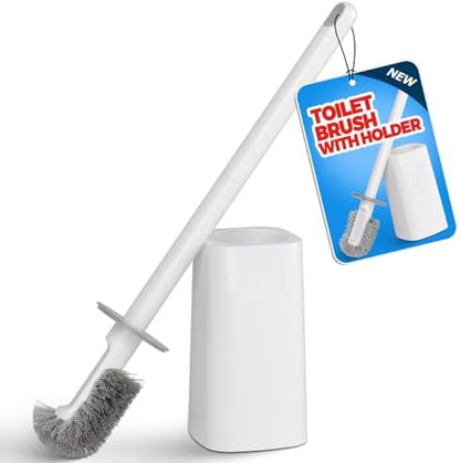 FORASTO Toilet Bowl Brush and Holder Set - Toilet Scrubber Brush,Cleaning Brush,Bathroom Decor,Household Essentials,Cleaning Supplies,White