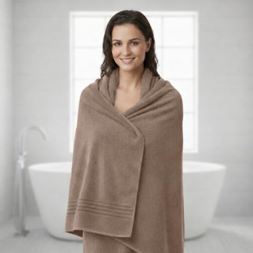 Light Brown Bath Towels for Bathroom, 100% Cotton, Thick, Soft, Luxury Bath Towels Set with 2 Extra Large Bath, 2 Hand, and 4 Washcloths – Plush, Absorbent, and Hotel-Quality Towels for Bathroom & Spa