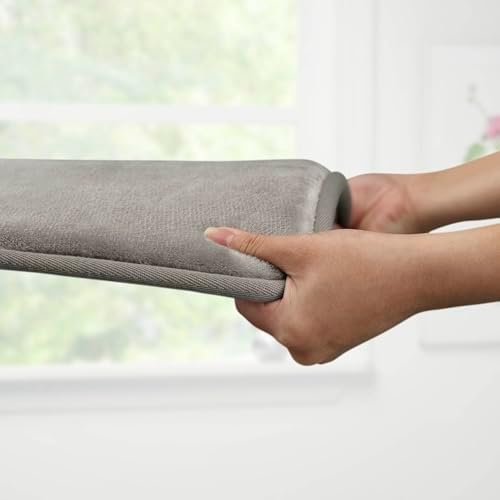 Memory Foam Bath Mat Non Slip Absorbent Super Cozy Velvet Bathroom Rug Carpet (17 inches X 24 inches, Grey)