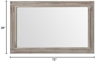 YOSHOOT Hand-Made Wooden Spliced Wall Mirror for Bathroom, Rustic Farmhouse Vanity Mirror, Décor Wall Art, Solid Wood Frame, Vertical or Horizontal Hanging, 72" x 36", Grey