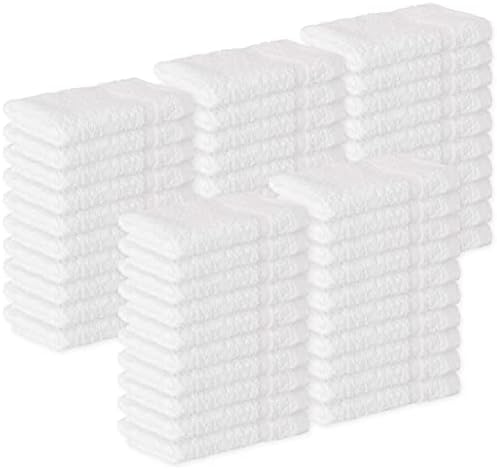 GREEN LIFESTYLE Washcloths 12" x 12" 40 Pack - 100% Cotton Wash Cloths, Soft Absorbent Face Towels, Bulk Washcloths for Body, Bathroom, Shower and Daily Use (White)