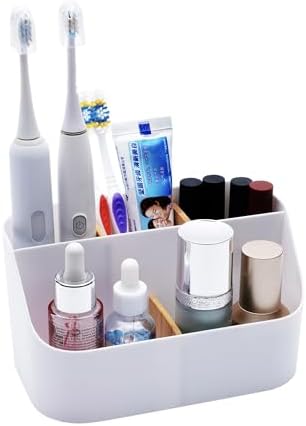 Ayswupt Electric Toothbrush Holders for Bathrooms,White Tooth Brushing Holder,Kids Toothpaste Holder with Dividers,Bathroom Countertop Organizer,Tooth Brush Storage Caddy for Sink Vanity Office
