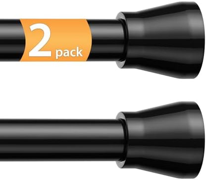 2 Pack Adjustable Tension Rods 30-64 Inch - Black