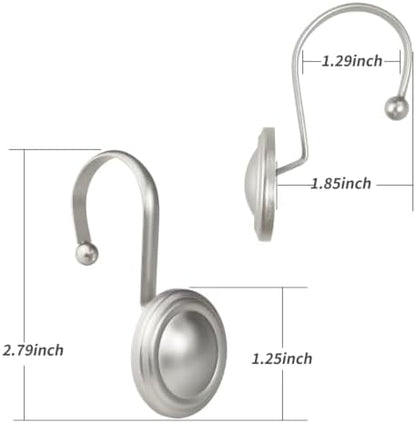 CHICTIE Nickel Shower Curtain Hooks Rings, Decorative Silver Shower Hook for Shower Curtain, Rustproof Modern Shower Rings Hangers for Bathroom Curtains Rods, Set of 12