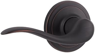 Kwikset Tustin Dummy Door Handle, Single Sided Lever for Closets, French Double Doors, and Pantry, Venetian Bronze Non-Turning Left Handed Interior Push/Pull Lever, with Microban Protection