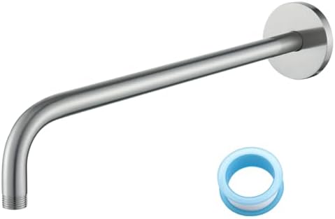 Stainless Steel Shower Head Extension Arm Wall Mounted Rainfall Shower Tube Bathroom Hardwares Accessories 16 Inch Brushed Nickel,SW-RD91018-16BN.