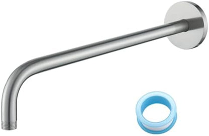 Stainless Steel Shower Head Extension Arm Wall Mounted Rainfall Shower Tube Bathroom Hardwares Accessories 16 Inch Brushed Nickel,SW-RD91018-16BN.