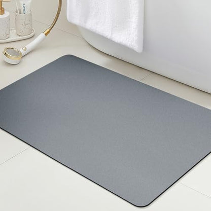 ACCUMTEK Non Slip Bath Mat, Thin Bathroom Rugs Fit Under Door, Quick Dry Bath Mats, Machine Washable Bath Rugs for Bathroom, Bathtub & Kitchen, Bathtub & Kitchen, Grey/Solid/32 x20