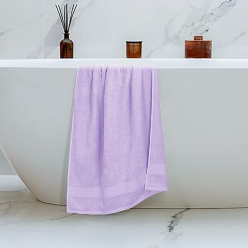 Belizzi Home 4 Pack Bath Towel Set 27x54, 100% Ring Spun Cotton, Ultra Soft Highly Absorbent Machine Washable Hotel Spa Quality Bath Towels for Bathroom, 4 Bath Towels - Purple