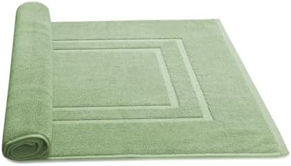 Feather & Stitch 2 Piece Towel Like Bath Mats (30x21 Inch) 100% Cotton Terry Bath Mats, Bathroom Shower Floor Mats [NOT A Bathroom Rug], Soft Absorbent Washable Mats - Pastel Green