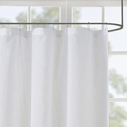 Madison Park Anna Sheers Shower Curtain, Textured Striped Accent Design, Modern Mid-Century Bathroom Decor, Machine Washable, Fabric Privacy Screen Ivory, 72" W x 72" L (Pack of 4)