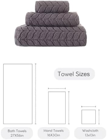 BAGNO MILANO Turkish Cotton Bath Towels, Hand Towels - Soft Plush Jacquard Collection Luxury Towels Set (Grey, Towel Set of 3)